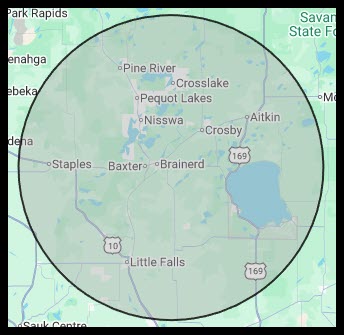 Rob Mueller Electric service area map – licensed electrician near me in Crow Wing and Morrison County